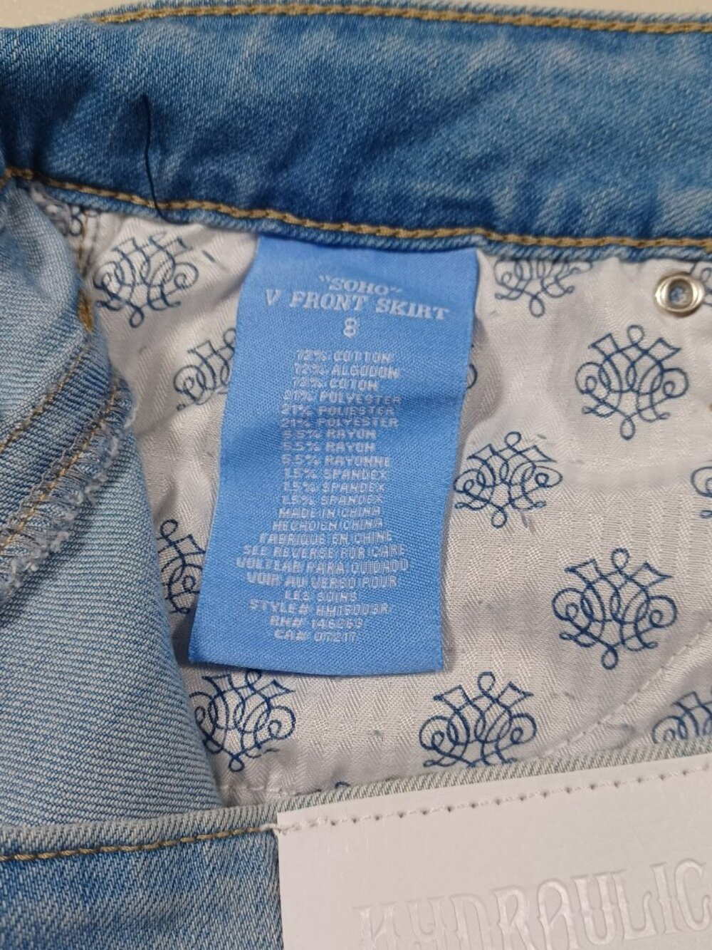 Hydraulic womens medium wash colorful Soho V Hi floral denim skirt 8 NWT - Picture 8 of 9